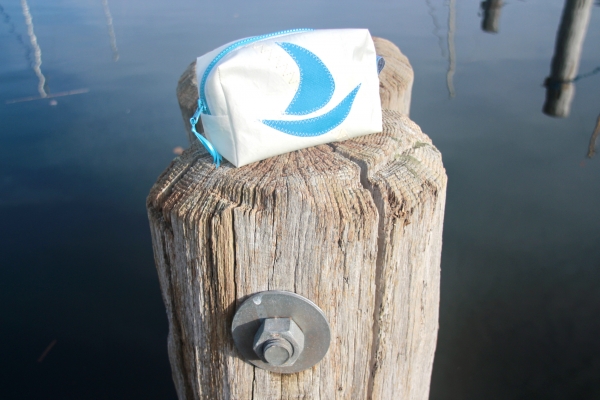 Segeltuch Kosmetiktasche eckig mit Boot türkis